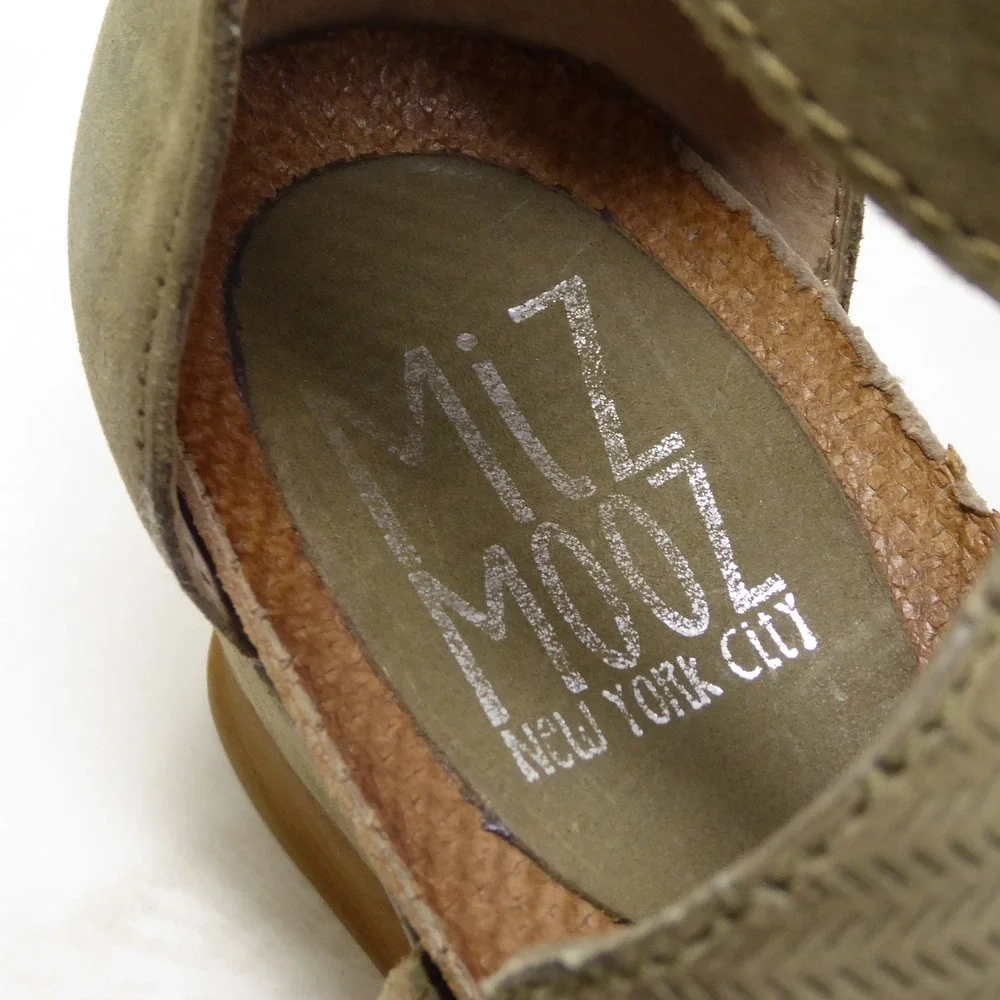 Miz Mooz Maisie Womens Wedge Sandals Green Leather Gladiator Zip Back 39 / 8.5
